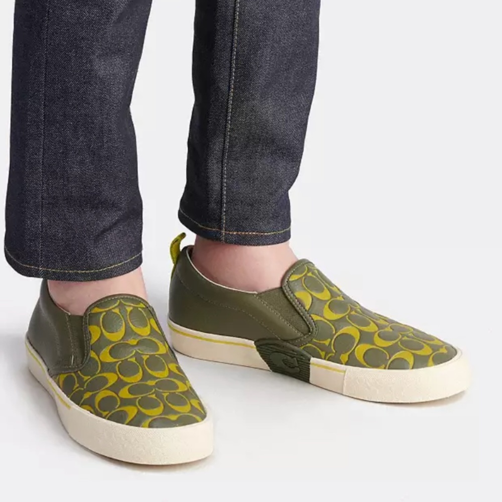 Coach Green and Yellow Slip-On Sneakers